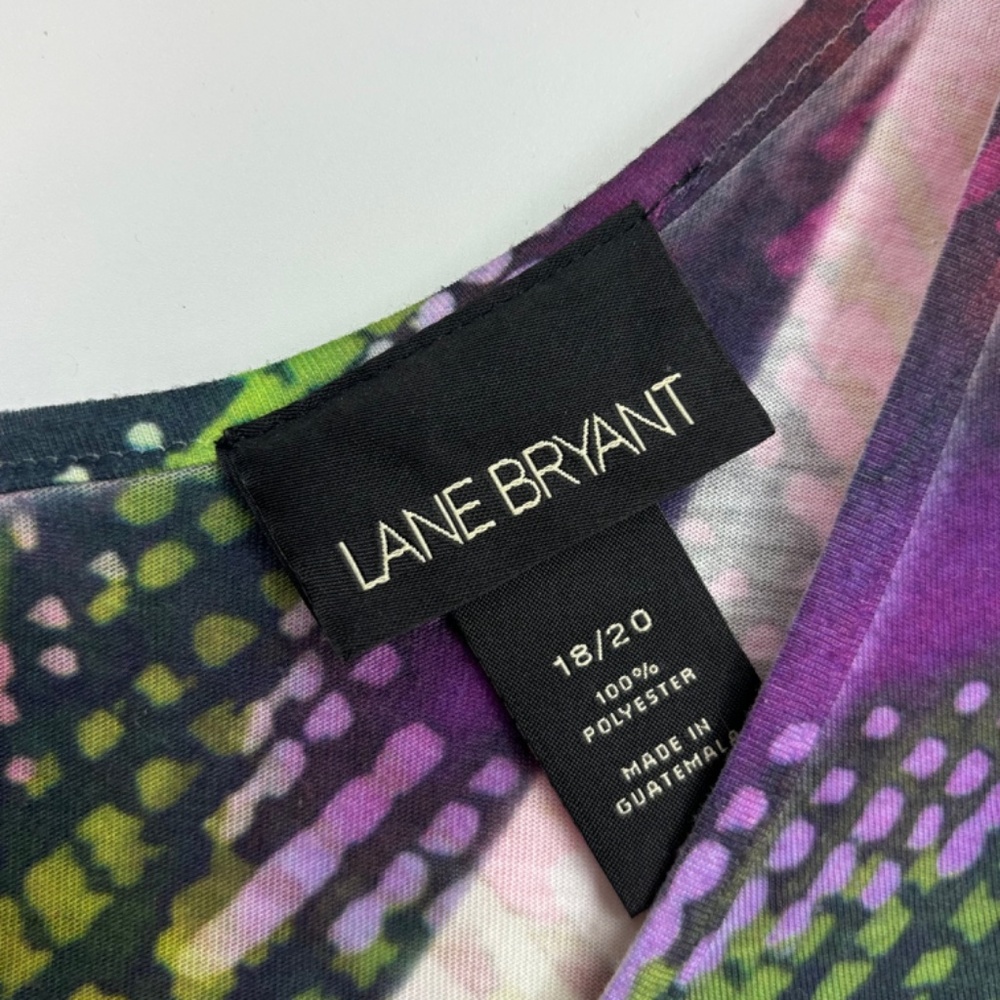 Lane Bryant Womens 18 20 Printed Tank Top V-Neck Multi Color Geometric Polyester - Picture 4 of 8